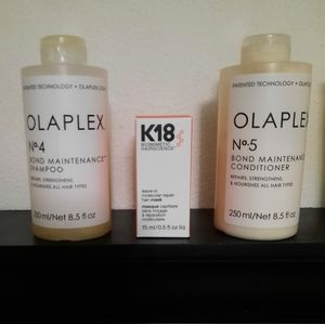 Olaplex + K18 Molecular hair repair trio